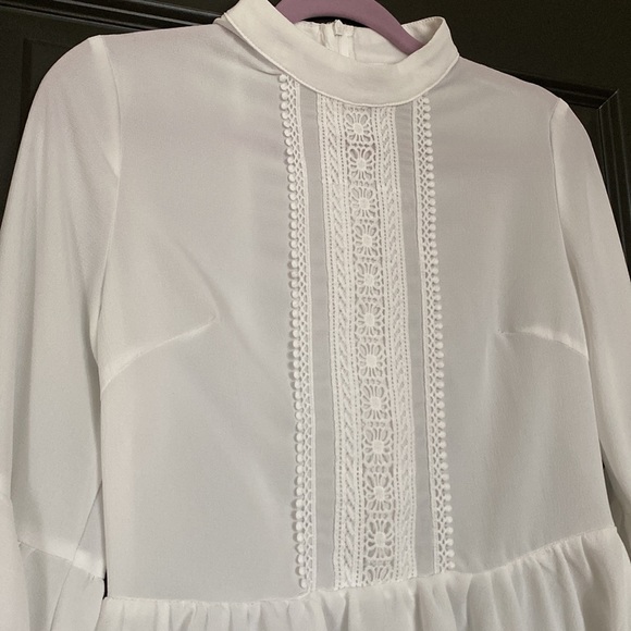 S/M Semi-Sheer Peplum Blouse with Floral Details - Picture 2 of 3